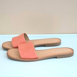 Women's Slip on Flat Sandals 8 Comfort Tangerine Croc Print Slide On Shoes